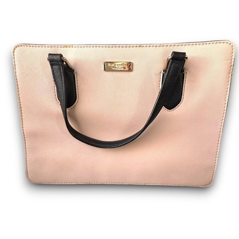 Kate Spade Light Pink and Black colorblock Laurel Way Reece Satchel Purse